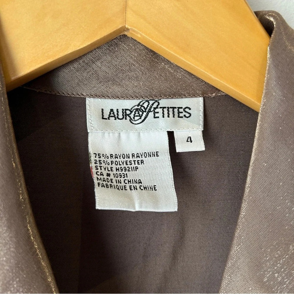 Vintage 90s / Y2K gold bronze lamé button down shirt 4 petite - Picture 5 of 7